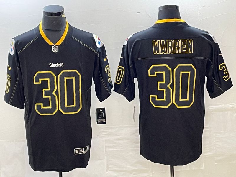 Men Pittsburgh Steelers #30 Warren Lights Out Black Rush Limited Nike NFL Jersey